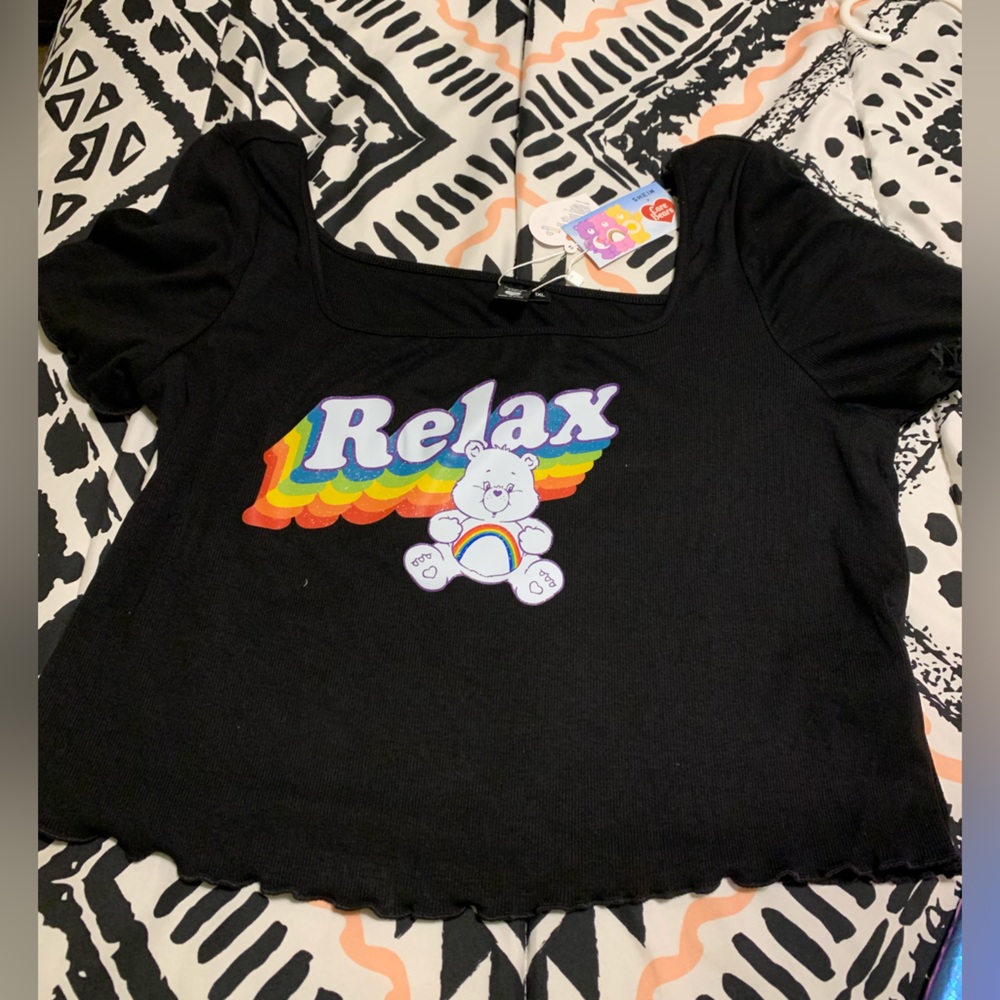 SHEIN x Care Bears Black “Relax” Crop Top